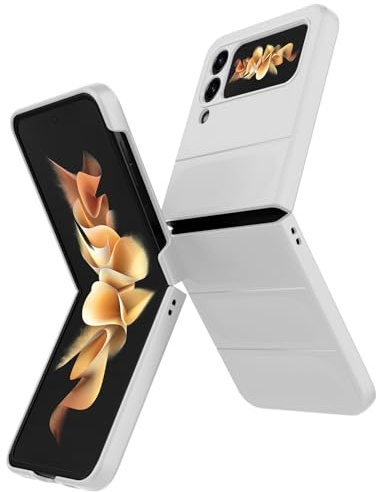 BonYonka Funda para Samsung Galaxy Z Flip 3, Funda de PC Resistente a Golpes y Arañazos, Funda Integral con Protección para La Cámara, Blanco