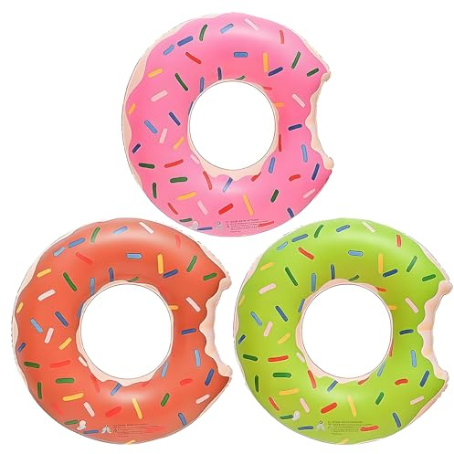 SKIKHN 3Pcs Swimming Rings for Adult, 90cm Pool Inflatables Donut, Inflatable Pool Floats, Swim Tubes Rings, Rubber Rings, Swimming Rings, for Women Men Summer Beach, Lake, Pool Party, Water Sport