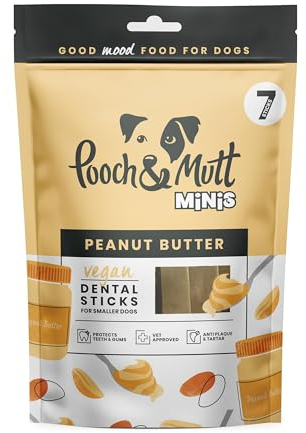 Pooch & Mutt - Kleine Training Dental Sticks für Hunde Mit Erdnussbuttergeschmack, 1 Packung Mit 7 Sticks