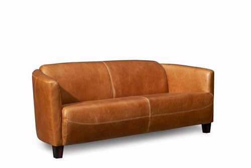 Clubsofa Rocket 3-Sitzer Vintage Leder, hell Columbia Brown Ledersofa Couch