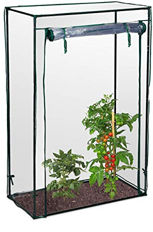Relaxdays Serra per Pomodori, Giardino, Balcone, Telo Orto Trasparente, HLP 150x100x50 cm, Acciaio e PVC, Trasparente