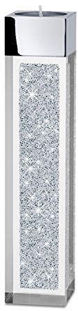 My IMPLEXIONS Moderner Teelichthalter Pylon mittel veredelt mit Swarovski Kristallen/Besondere Tisch-Dekoration