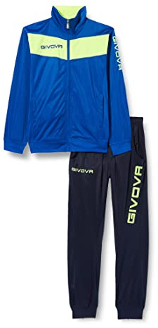Givova TR024F, Tuta Campo Fluo Unisex – Adulto, Azzurro/Giallo Fluo, 2XL