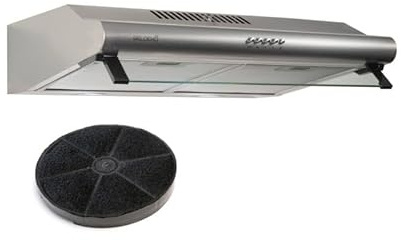 Hotte casquette visière BELDEKO GRETA 60 cm – Inox – Éclairage LED – Filtre à charbon actif – 100 Watts - 210 m3 - Mode évacuation ou recyclage – Marque française