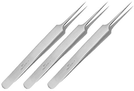May Set 3x Splitterpinzette spitz 11 cm Notfallversorgung Edelstahl | 3er Set präziser Splitterpinzetten für die schnelle Versorgung und den Modellbau
