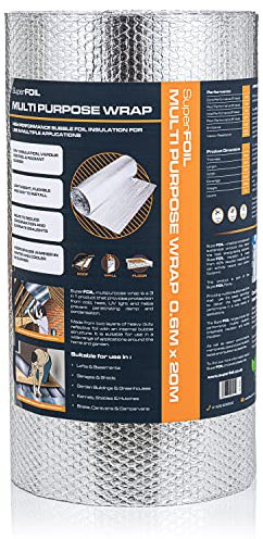 SuperFOIL Foil Insulation Roll - Energy Saving DIY Bubble Foil Sheet - 3-in-1 Sustainable Thermal Insulation Reflective Radiant Barrier & Vapour Barrier (Silver, 0.6m x 20m)