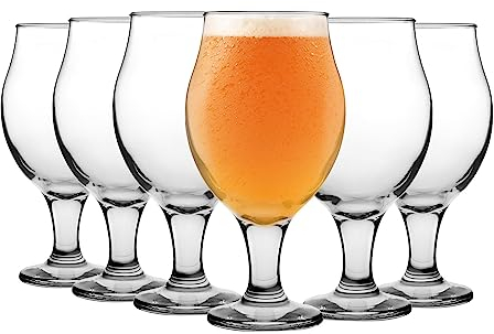 LAV 24 Pieza Angelina clásico Tulipán Vaso de cerveza Set - grande en forma de cuenco Craft Beer Glasses Ale - Claro - 570ml