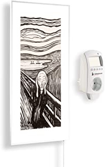 Könighaus Panorama Bildheizung 1200 Watt - Smart Thermostat - 18-29 m² | App, weißer Rahmen, Motiv: 19. Museumsbilder, TÜV SÜD, Infrarot Wandheizung