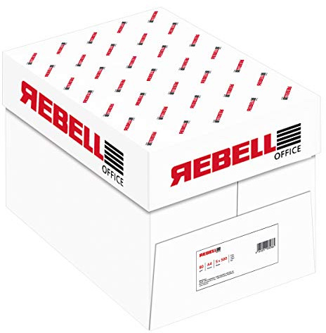 inapa Drucker-/Kopierpapier Rebell Office: 80 g/m², A4, weiß, 2500 Blatt (5x500) - für alle Office-Anwendungen, 2.500 Blatt