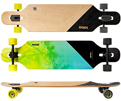 RAVEN Longboard Skateboard für Kinder Erwachsene Jungen Mädchen | Aluminium Trucks | PU Räder | ABEC-9 Chrome Kugellager | (Phase)
