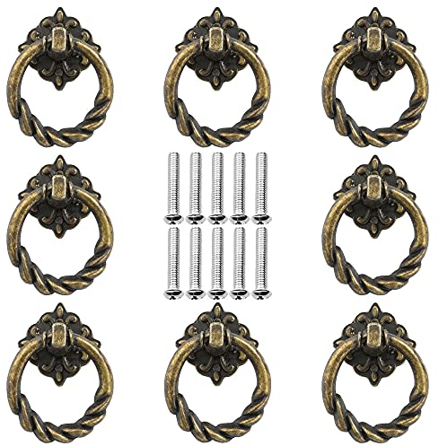 La Llareta Retrò Armadietto Manopole, 8 Pezzi Antichi Bronzo Maniglia, Pomelli Per Cassetti, Pomelli Per Armadietto, con 10 Viti, per Armadio, Cassettiera, Anta, Pomello Per Mobile, Armadio (Bronzo)