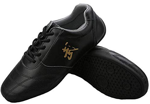 Meng Artes Marciales Zapatos De Taekwondo Ligero Transpirable Deporte Boxeo Karate Kung Fu Taichi Zapatos for Adultos Y Niños (Color : Black, Size : 45)