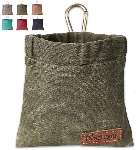 Duuclume Leckerlibeutel für Hunde Hundeleckerli-Tasche, Welpentrainingstasche für Hunde, freihändiges Training, mit Karabiner, für Welpen, Reisen oder im Freien (Grün)