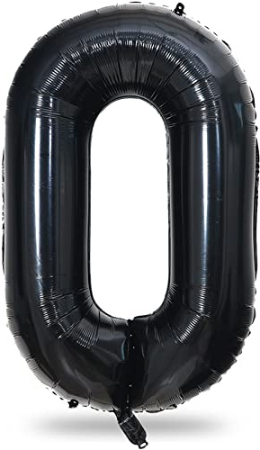 Black Number 0 Balloon for Girls Boys, 40 Inch Large Number 0-9 Foil Mylar Helium Digital Balloons Set for Women Men Birthday Graduation Anniversary New Year Eve Party Decorations Celebration Supplies