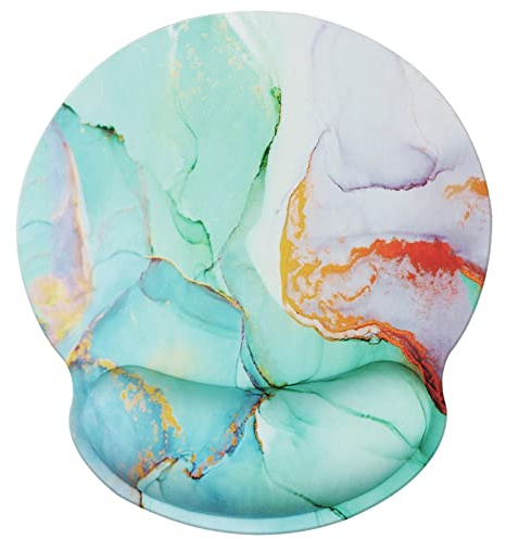 Jahosin Tapis de souris ergonomique en mousse à mémoire de forme avec support de poignet, base en caoutchouc antidérapant pour ordinateur et bureau 25x23 Marble