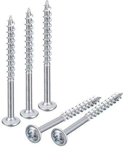 sourcing map #8x2 Pocket Hole Screws, 100pcs Phillips Drive Self Tapping Wood Screws with Zinc Plated for Woodworking