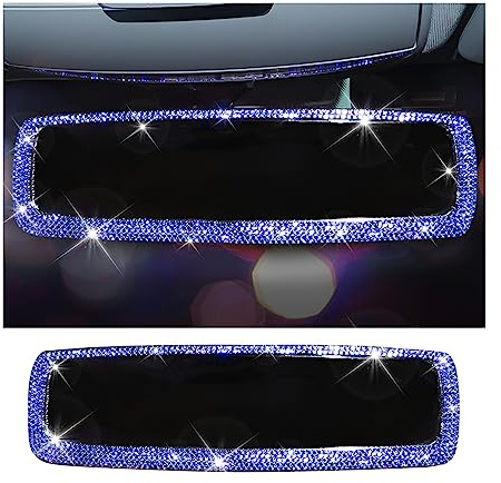 CGEAMDY Specchio Retrovisore per Auto, Specchio Retrovisore Con Diamante Antiriflesso Interno Specchietto Retrovisore, Universale Specchietto Diamond per Auto Generale Di Alta Qualità(Blu)
