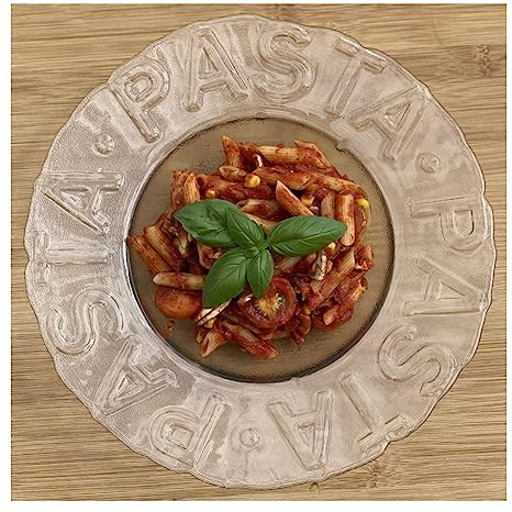 Topkapi Plato de cristal para pasta Gusto XL – Plato de cristal, plato de pasta, plato de postre, plato de ensalada, plato hondo, diámetro ~ 29,5 cm, transparente con relieve, hecho a mano, 1 unidad
