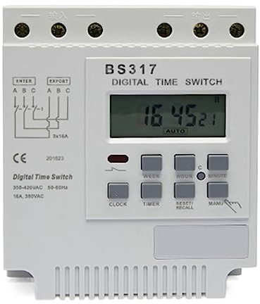 ZERVA Minuterie électronique programmable triphasée 400 V, avec 16 Fois Marche/arrêt par Jour Plage de réglage 1min-168H