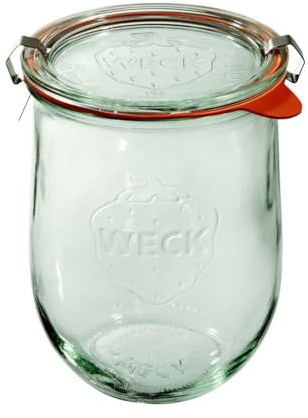 Weck Tulpe Glas 1062 ml 6-teilig | Glas mit Deckel, Dichtung und 2 Verschlüssen | Zur Konservierung, Säften, luftdichten Aufbewahrung von trockenen Zutaten