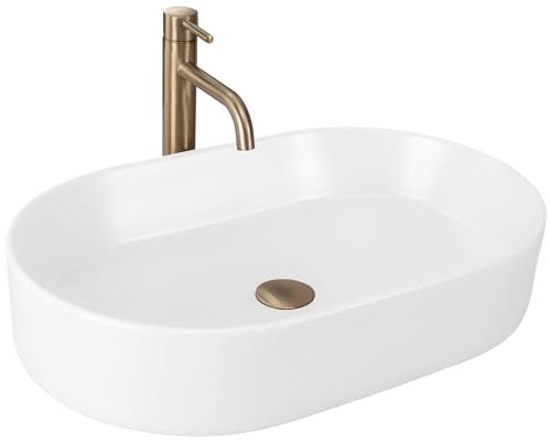 Rea Lavabo da Appoggio NADIA 60 WHITE MATT Lavandino bagno 610 x 385 x 120 mm Ceramica (Bianco opaco)