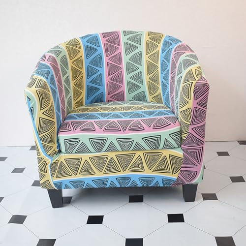 Surwin Sesselbezug Sesselschoner mit Elastisch Stretch Husse, Farbige Diamanten Sesselüberwurf Universal Chair Schonbezug Sofabezug für Clubsessel Lounge & Cocktailsessel (Regenbogen)