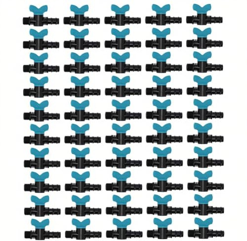 Msiud Lot de 50 Vannes de Commutation d'Irrigation 16mm, Robinet d'Arrosage Goutte à Goutte pour Tuyau PE, Raccord Barbelé Double Mâle Anti-Fuite pour Micro-Irrigation de Jardin et Serre
