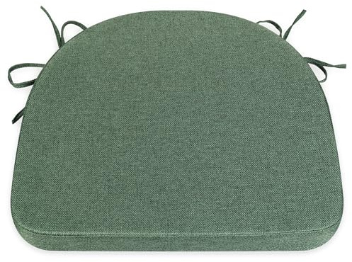 Comfortable Chair Cushion - 44x43x5cm Thick Foam Padding with Removable Cover and Secure Ties - Durable Seat Pad for Indoor/Outdoor Home, Patio, Garden - Portuguese Premium Fabric (Forest, Pack of 1)