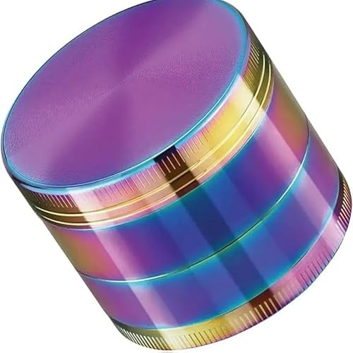 Herb Grinder,4 Layers Zinc Alloy Spice Grinder Portable Metal Crusher with Pollen Catcher, Scraper and Magnetic Top for Dry Herb,Rainbow, 40mm, 4CM