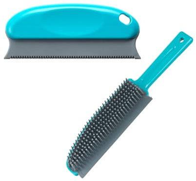 Beldray Antibac Pet Plus Upholstery Brush & Furrresh Cleaning Blade Set - Dog/Cat Hair Lint Remover Brush, Rubber Bristles & Squeegee Scraper Lip Edge & Pet Hair Remover Rubber Cleaning Blade