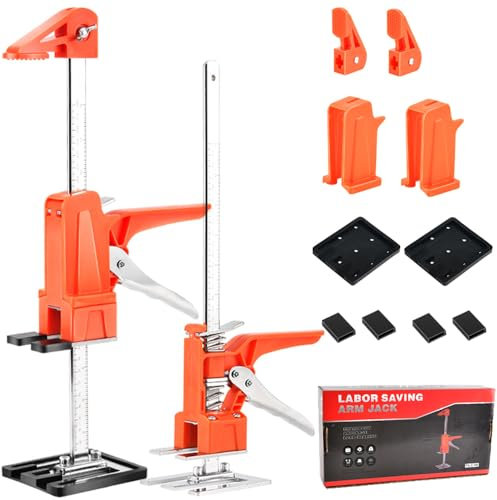 ​Professionelles Hebewerkzeug 2er-Set | 39 cm Teleskophöhenversteller mit Skalenanzeige, Schutzmanschetten für Möbelmontage (Türen/Schränke/Holzpaneele) - Arbeitserleichterungssystem​