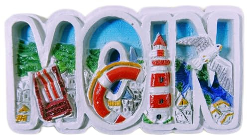 Souvenir Magnet Maritim Moin 7 x 4 cm Möwe Leuchtturm Kühlschrankmagnet Deko GPT 90506