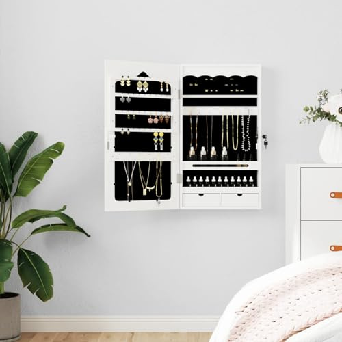 ShGaxin Schmuckschrank mit Spiegel Wandmontage Weiß 37,5x10x67 cm, Alibertschrank Bad, Badschrank, Badezimmerschrank, Badezimmerspiegelschränke, Badezimmer-spiegelschrank - 353220
