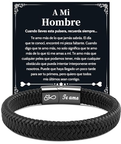 VU100 Regalos para Hombre Pulseras para Hombre Regalos de Cumpleaños para Él Pulseras de Cuero Cumpleaños Navidad San Valentín para Novio Marido