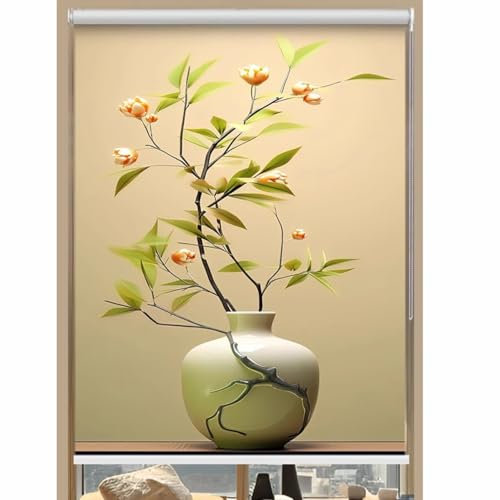 Verdunkelungsrollo Verdunklungsrollo Wasserdicht Thermo Rollo für Zuhause Büro Fenster mit Exquisites Muster Sichtschutz Blau (60x135 cm,I)