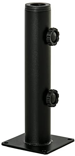 Outsunny Schirmständer, Sonnenschirmrohr, verstellbarer Sonnenschirmständer aus Metall für Stangen Ø 34, 38 und 48 mm, Schirmständer für Balkon, Terrasse, Garten, Schwarz