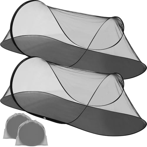 Vincreem 2 Pcs Large Pop up Mosquito Tent Portable Foldable Mosquito Bug Net for Bed Camping Travel Patio Outdoor 78 * 31 * 22 Inch Bug Netting Mesh Tent Canopy for Adults Bedroom, Black