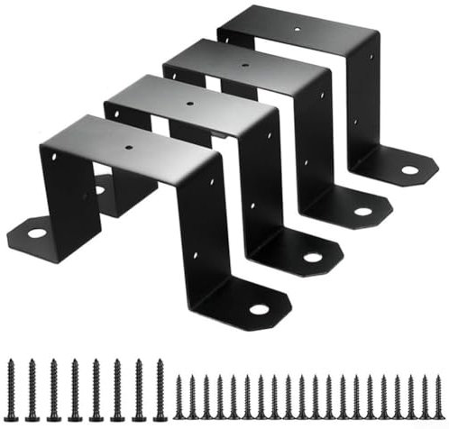 Lot de 4/8 colliers de serrage carrés, attaches de poteau de ceinture noire, support de connecteur en forme de U, fixation de poteau de clôture de pont en bois pour conduites d'eau, balustrade de
