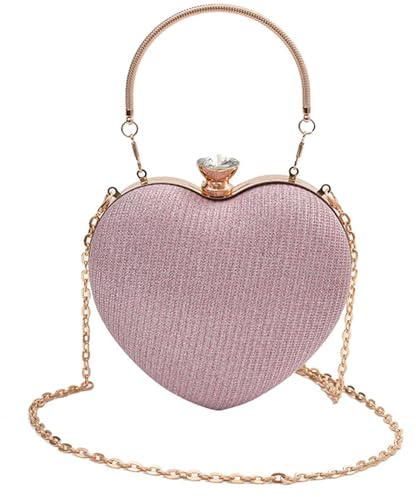 Abend-Clutches in Herzform, mit Kettenriemen, Schultertasche, trendig, Clutches, Handtasche, stilvolle Abendtasche für Damen und Mädchen