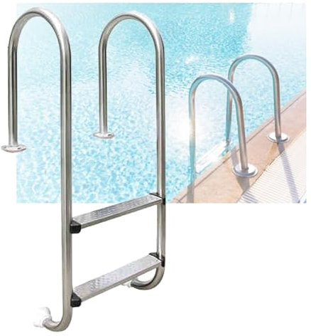 Échelle de Piscine à 2 marches, escalier enterré en Acier Inoxydable, avec Rampe, Montage Facile for Parc Aquatique en Plein air(2-steps1.2mm)