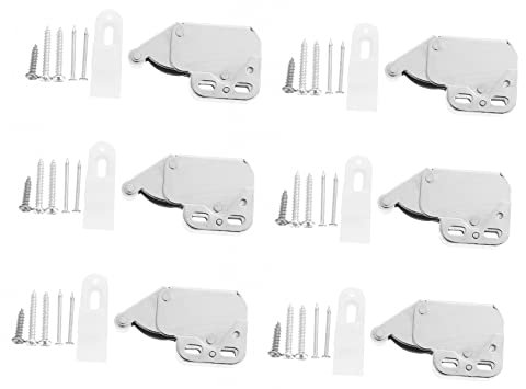 NUOBESTY Loquet de Sécurité à Ressort Autobloquant pour Armoire et Meuble, Ouverture Automatique, Acier Laminé à Froid, Lot de 6