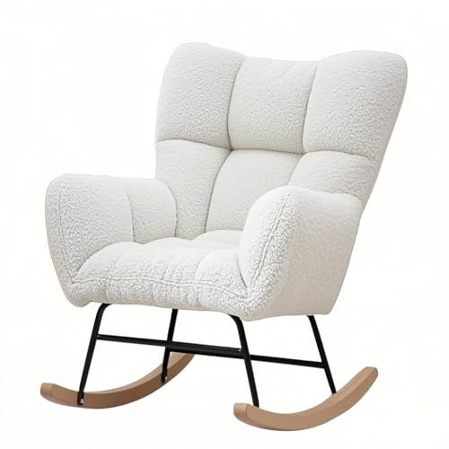 TIANJZSUN Rocking Chair With Arms,Comfortable Accent upholstered Sofa Chair for Living Room, Bedroom, Dorm, Nordic Style