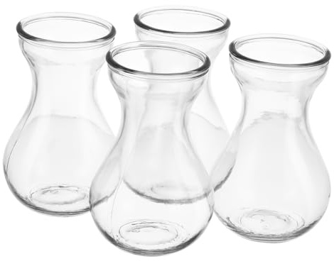 OUNONA Creative Glass Flower Vase for Hydroponics for Hyacinth Bulbs Modern Minimalist Design for Home Decor Tabletop Centerpiece 4pcs Set