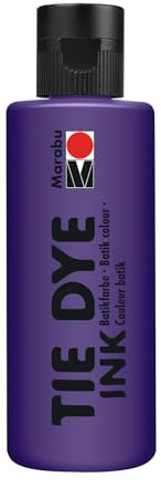 Marabu TIE DYE INK Batikfarbe in Pflaume, 80 ml Farbe auf Wasserbasis, vegan, strahlende Stofffarbe für helle Textilien bis 20% Kunstfaseranteil, 17300004037