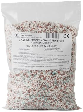 R&R SHOP - Fertilizante Profesional con Certificación CE para Césped, NPK 20-0-12, Efecto Inmediato, Césped Verde y Saludable en Primavera y Otoño (4.5Kg - 150mq)