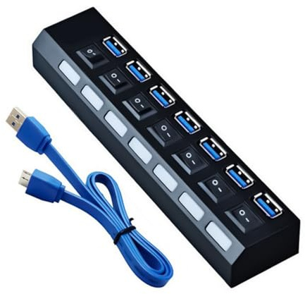 Hub USB 3.0 2.0 a 7 porte USB Extender Splitter con interruttori LED Multi Port Hub Connettore per dispositivi PC portatili Trasferimento dati ad alta velocità