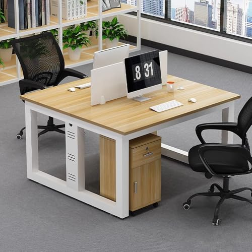 Grande tavolo da conferenza con design deflettore, 2-4 posti, facile da montare, robusto telaio in acciaio, perfetto per riunioni e sale di formazione, finitura noce chiaro per un look professionale