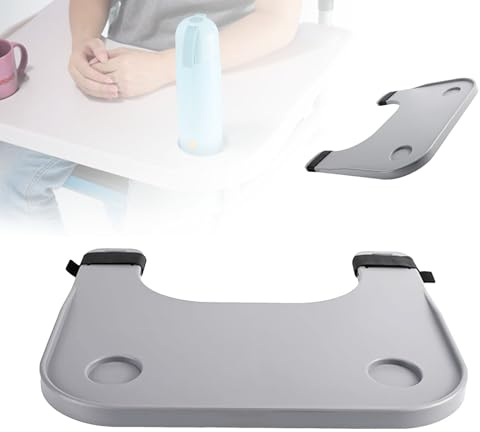 Plateau pour fauteuil roulant avec fente pour tasse – Plateau en plastique et acier pour adultes – Accessoires de fauteuil roulant idéal pour manger, lire, écrire et boire