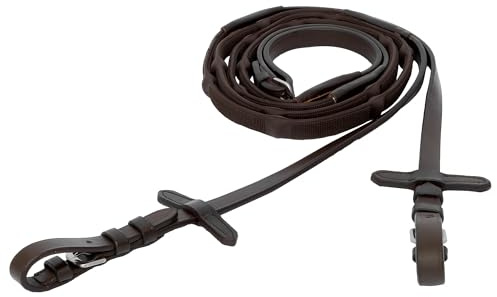EQUESTRIAN QUEEN Magna Gummizügel – 22 mm antirutsch Gummizügel mit Stopper und Butterfly-Knöpfen, Edelstahl-Schnallen – Rutschfester Griff (Braun, Full (Warmblut))
