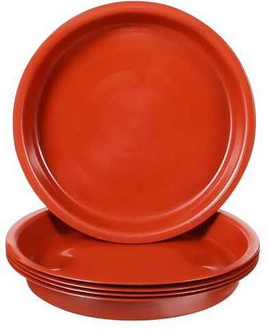 Abaodam 5 pièces Lot de Coupelles Plastiques Rouges pour Pots de Fleurs Plateaux Plats Stables pour Plantes Intérieur et Extérieur Supports Polyvalents pour Jardinage et Protection des